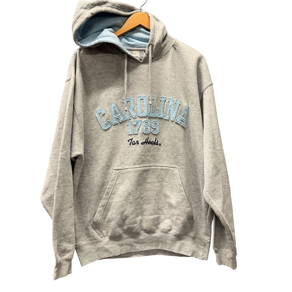 Vintage North Carolina Tar Heels Hoodie Mens Large Gray Embroidered J America